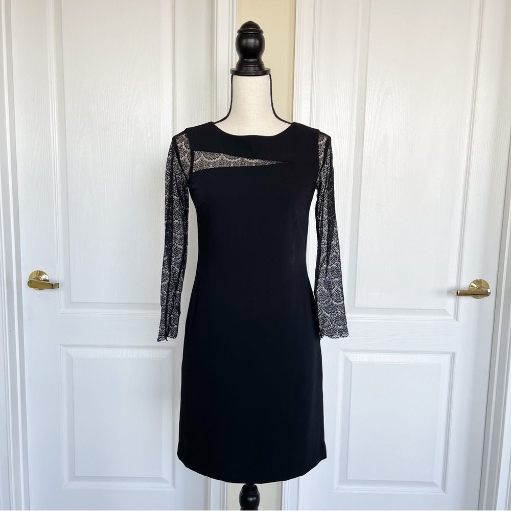Giani Bini Size 0 Black Evening Dress with French Angle Cut Delicate Lacy Detail